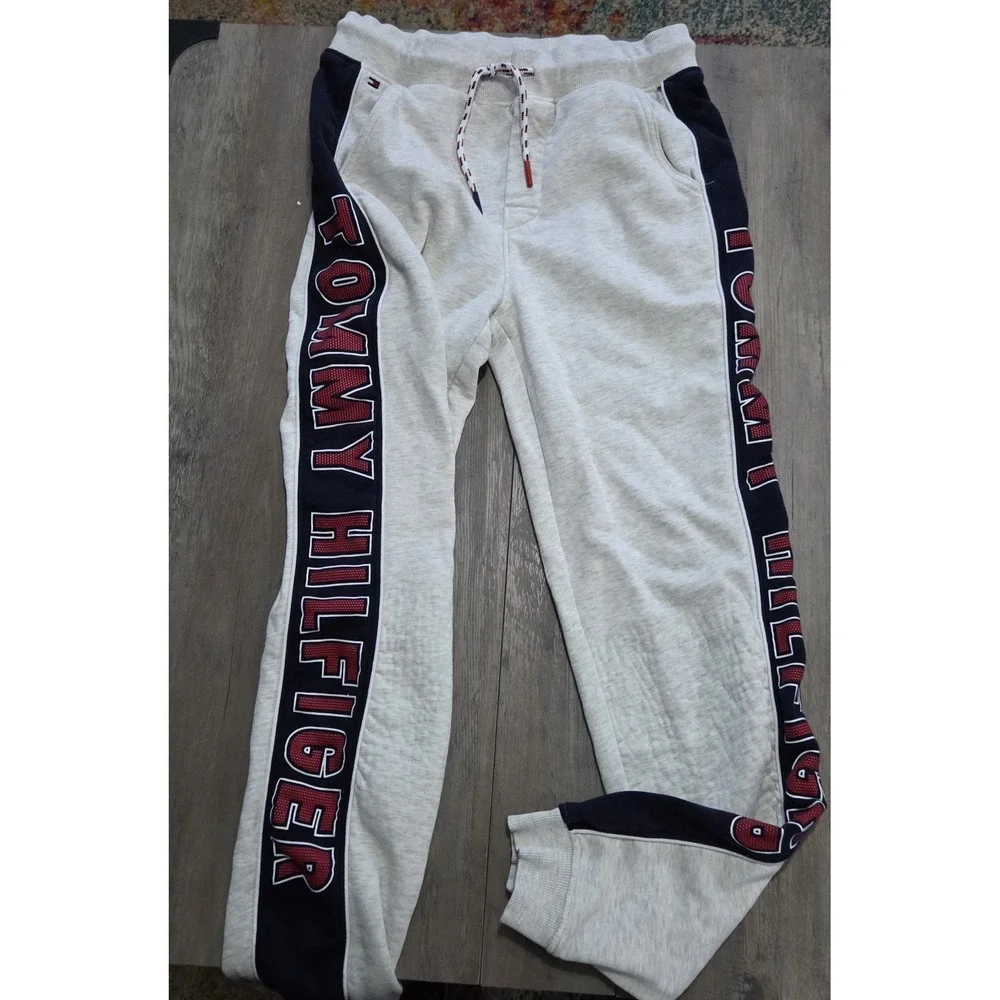 Tommy Hilfiger Heathered Cream Joggers Pants W/ Side Logo Boys Youth Sz XL (20)